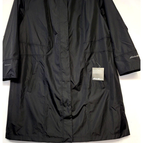 Eddie Bauer Trench Coat Womens 3X Black Girl On The Go Waterproof Hooded New - Picture 9 of 16